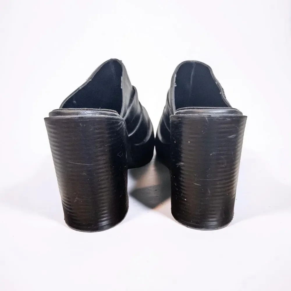Y2K Xhilaration Black Platform Mule Clogs Buckle Heels Size 9